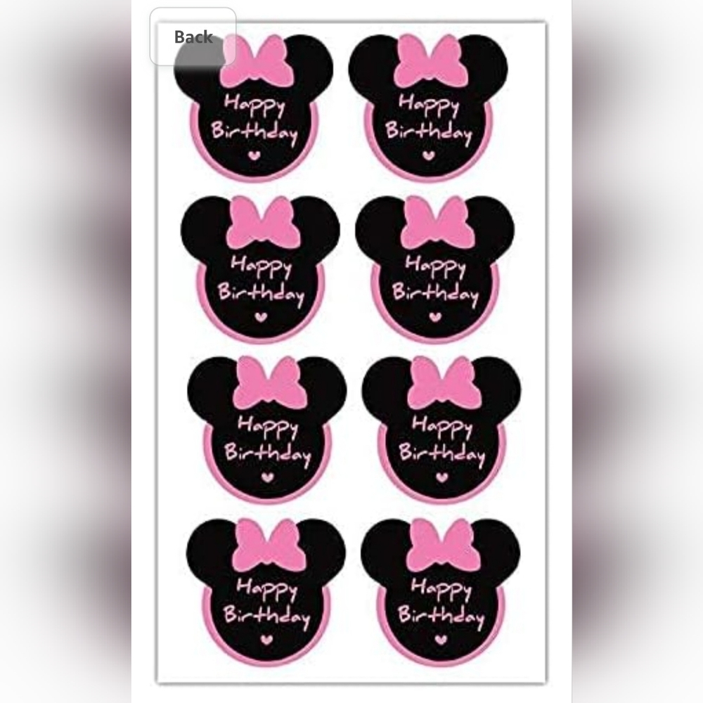 Happy Birthday Sticker 2.14 x 2 inch Pink Minnie Head Birthday Label,Minnie - Picture 6 of 6